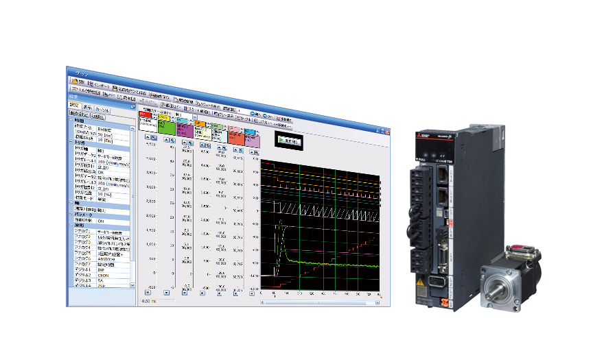 セットアップソフトウェア、容量選定。 三菱サーボとモータ